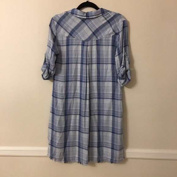 ⬇️Cloth & Stone | NWT Plaid Frayed Hem Shirt Dress - Picture 7 of 8